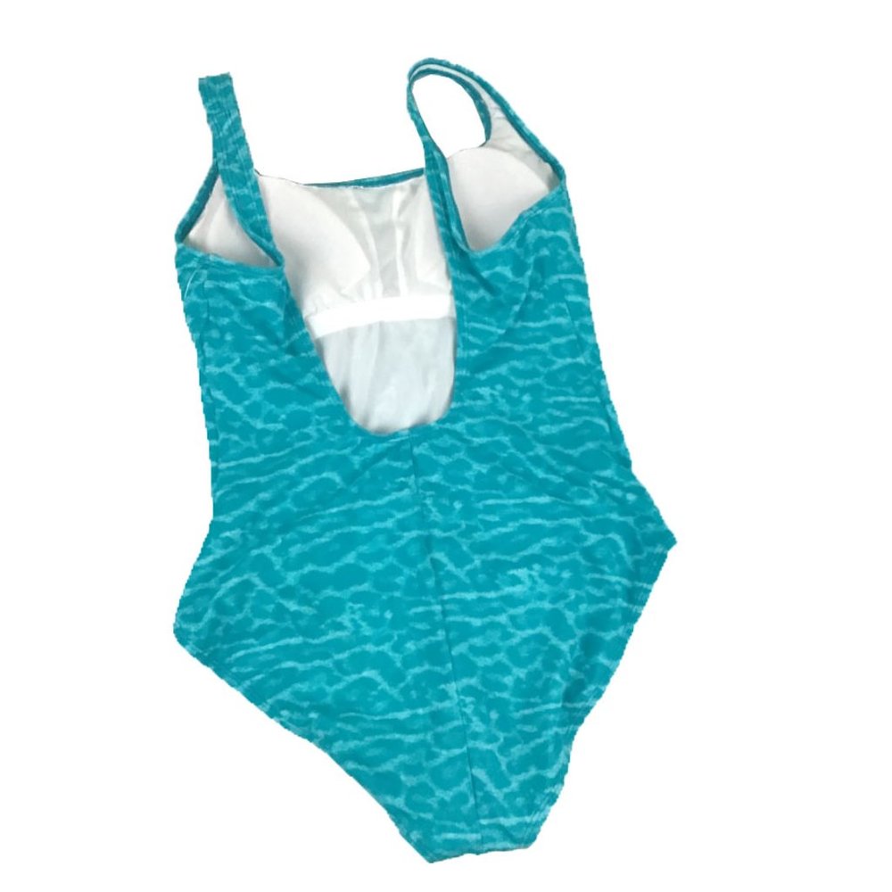 NIKE Blue Cheeta Print Padded Bra One Piece Bathing Suit NWOT - Picture 6 of 10